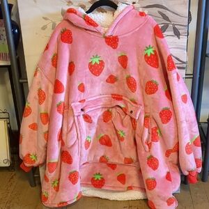 Pink Strawberry Hoodie Robe